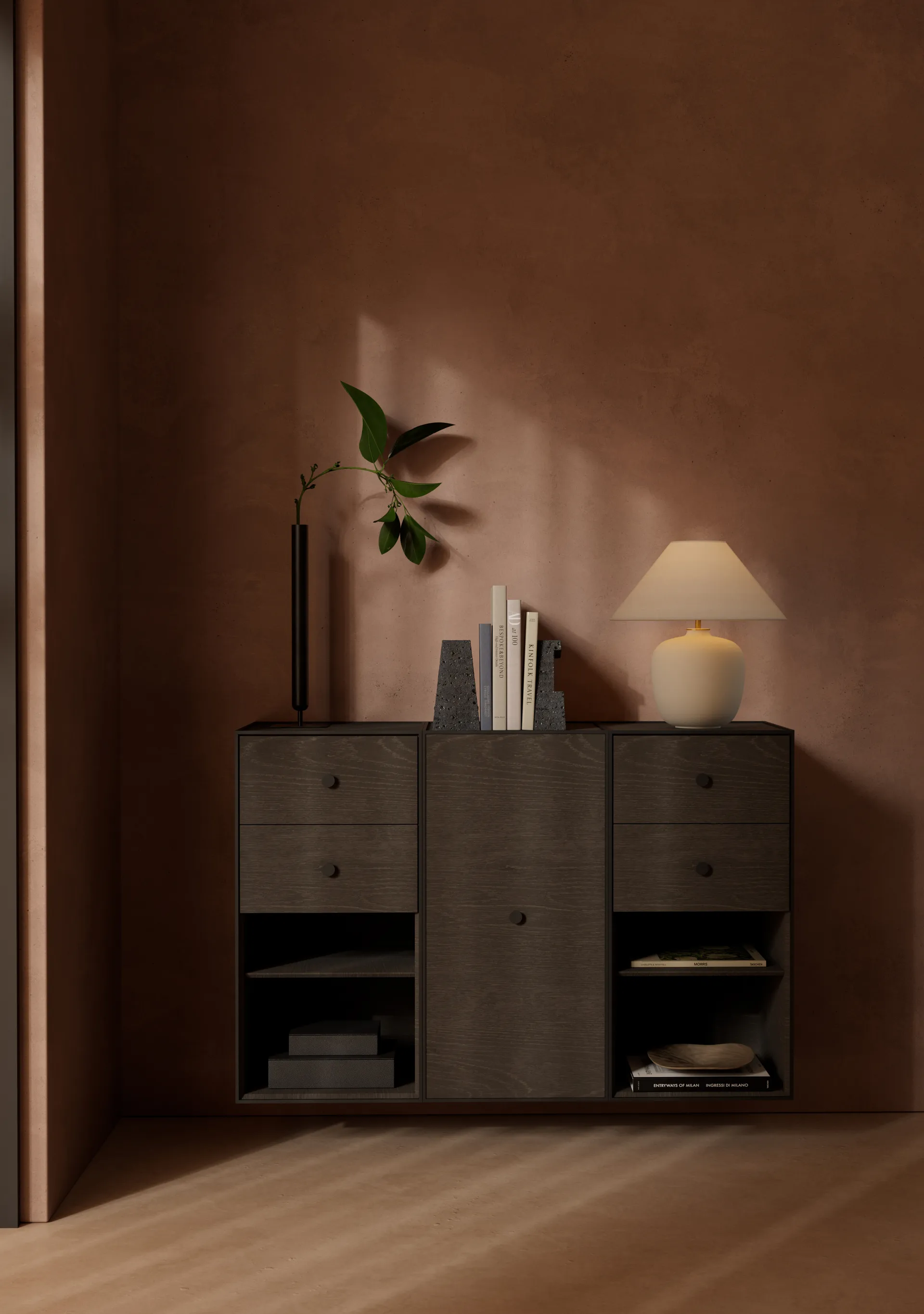 Frame 70 Przechowywanie, Smoked oak-2 szuflady-1 półka Audo Copenhagen