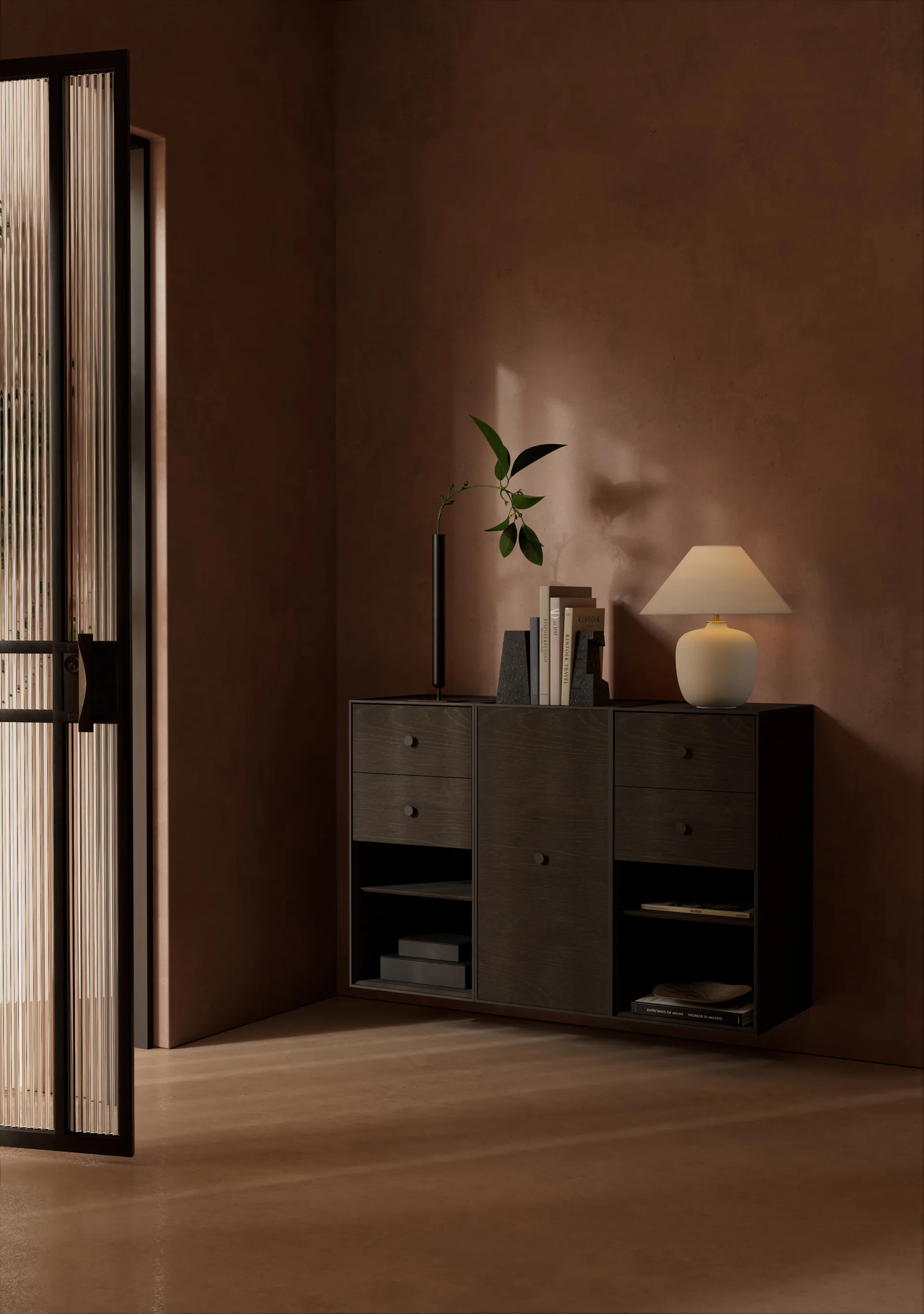 Frame 70 Przechowywanie, smoked oat, drzwi, 2 półki Audo Copenhagen