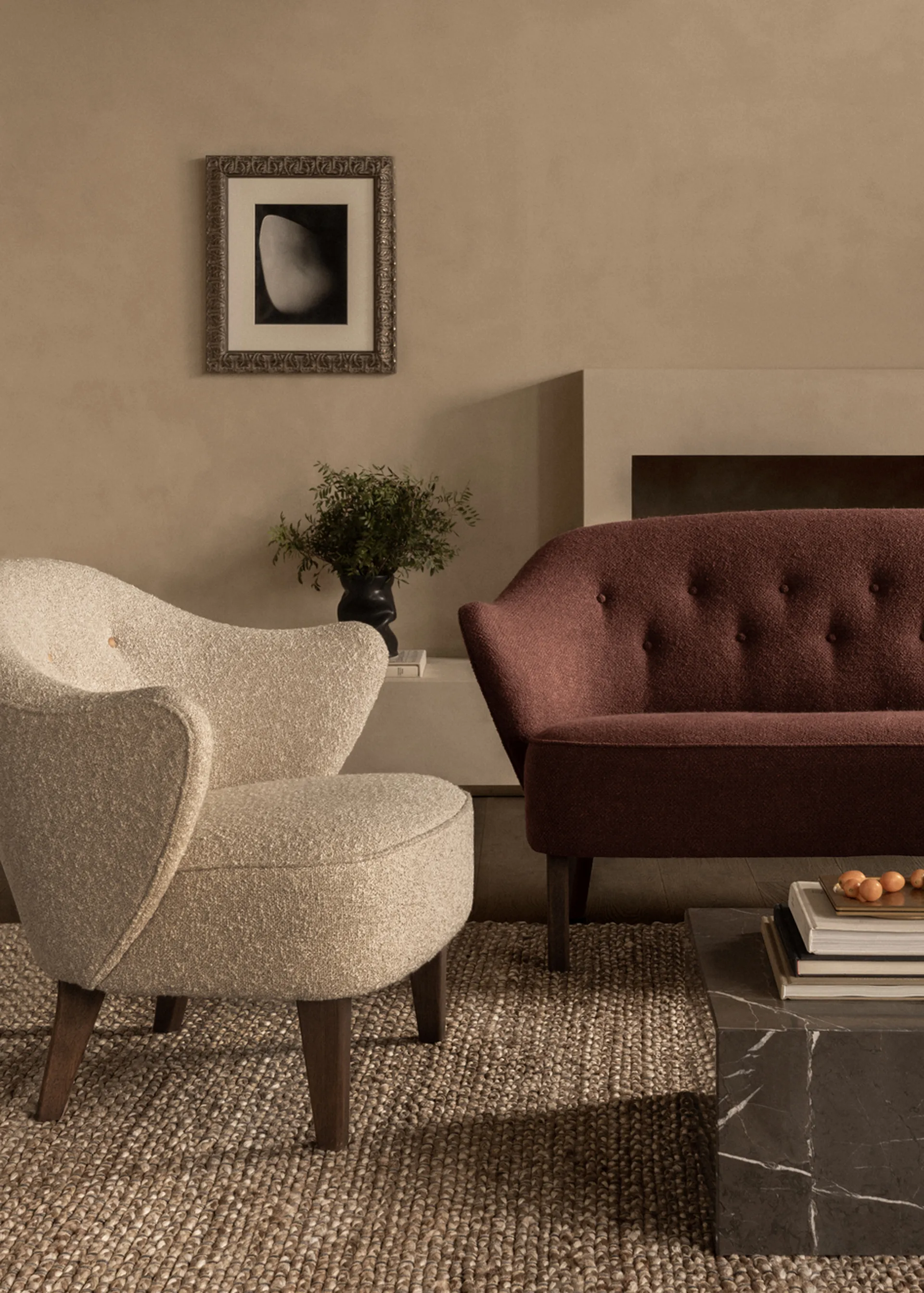 Ingeborg fotel, Sahcozero beige-nogi wędzony dąb Audo Copenhagen