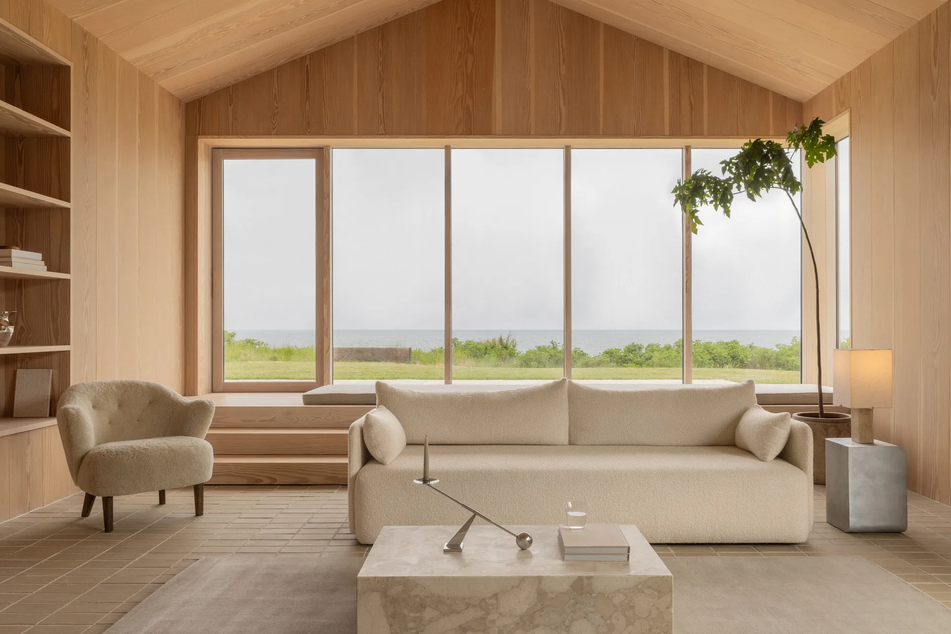 Lampa stołowa Nonna 49 cm, Travertyn-piaskowy Audo Copenhagen