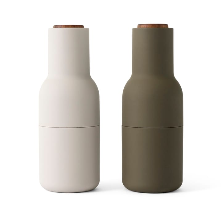 Młynki do przypraw Bottle 2 szt. - hunting green - beige (orzechowe pokrywki) - Audo Copenhagen