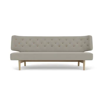 Radiohus Sofa w pełni tapicerowana RE-WOOL PC1T Global HR BUTTONS Vegetal podstawa na 4 nogach - Re-wool 218-naturlany dąb, skórzane guziki, 2-osobowa - Audo Copenhagen