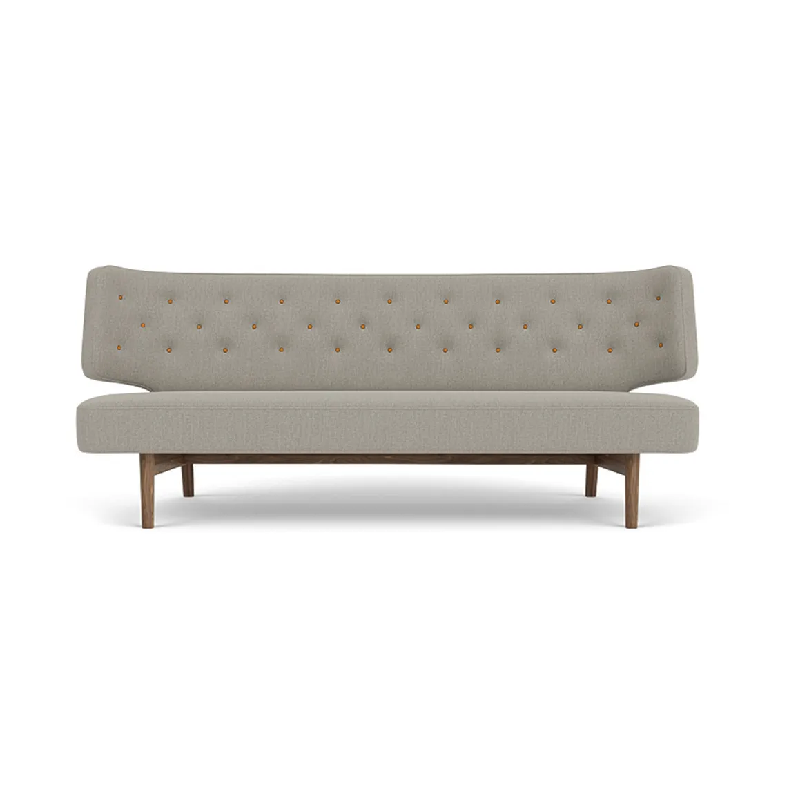 Radiohus Sofa w pełni tapicerowana RE-WOOL PC1T Global HR BUTTONS Vegetal podstawa na 4 nogach, Re-wool 218-orzech, skórzane guziki, 2-osobowa Audo Copenhagen