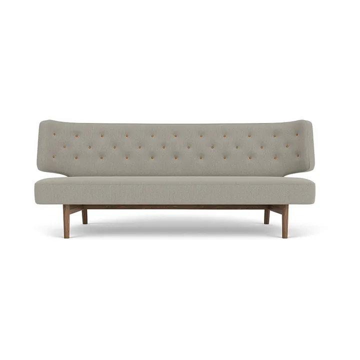 Radiohus Sofa w pełni tapicerowana RE-WOOL PC1T Global HR BUTTONS Vegetal podstawa na 4 nogach - Re-wool 218-orzech, skórzane guziki, 2-osobowa - Audo Copenhagen