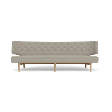 Radiohus Sofa w pełni tapicerowana RE-WOOL PC1T Global HR BUTTONS Vegetal podstawa na 4 nogach - Re-wool 218-naturalny dąb, skórzane guziki, 3-osobowa - Audo Copenhagen