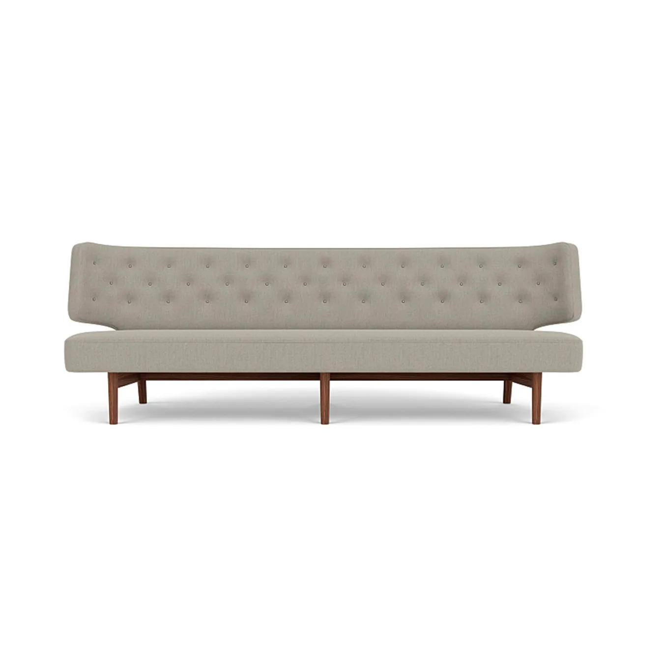 Radiohus Sofa w pełni tapicerowana RE-WOOL PC1T Global HR BUTTONS Vegetal podstawa na 4 nogach, Re-wool 218-orzech, skórzane guziki, 3-osobowa Audo Copenhagen
