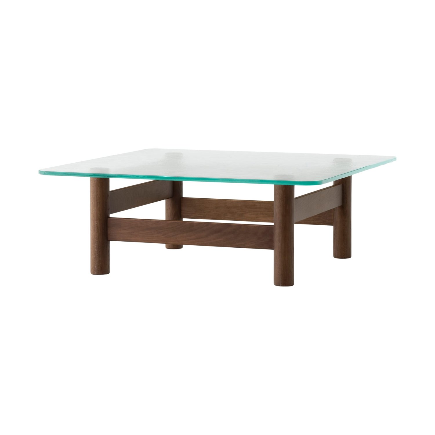 Audo Copenhagen Stolik kawowy Brasilia 100x100 cm Dark stained oak-clear glass