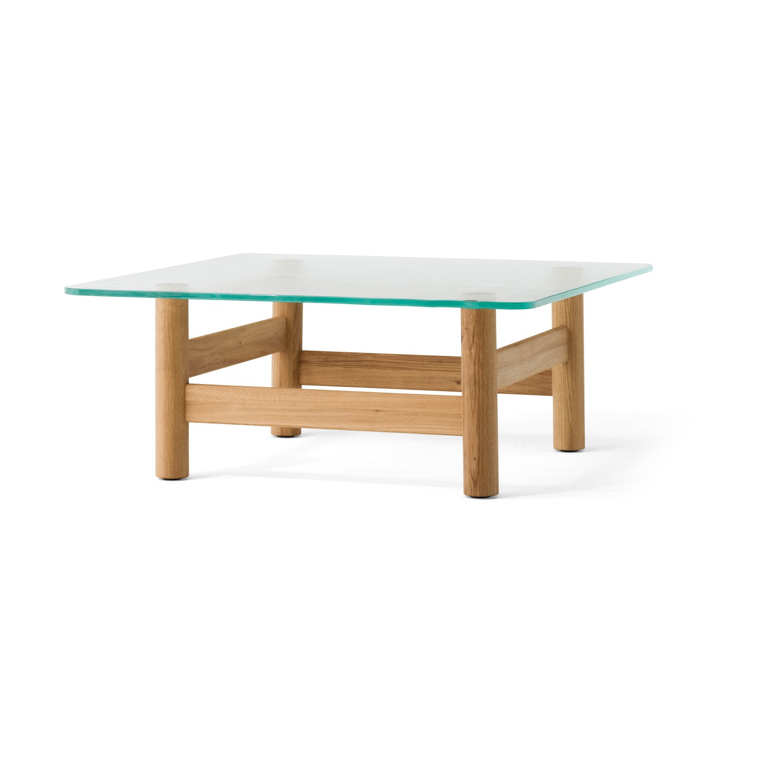 Audo Copenhagen Stolik kawowy Brasilia 100x100 cm Natural oak-clear glass