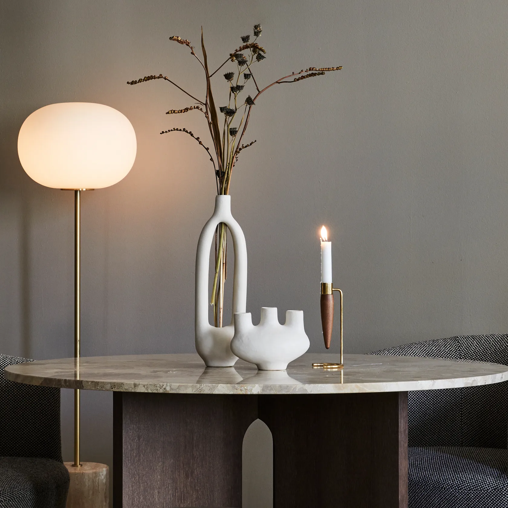 Świecznik Umanoffa, Polerowany mosiądz - orzech Audo Copenhagen