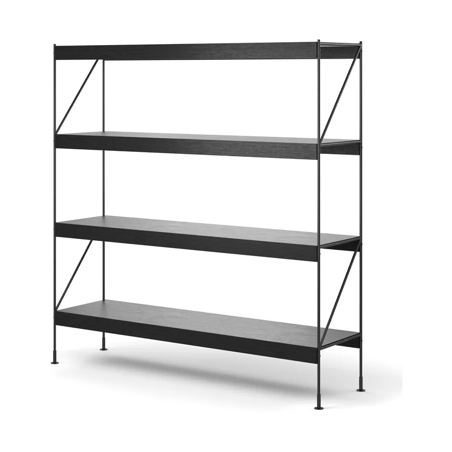 Zet system regałów, oak black stained, 1x4, black steel base Audo Copenhagen