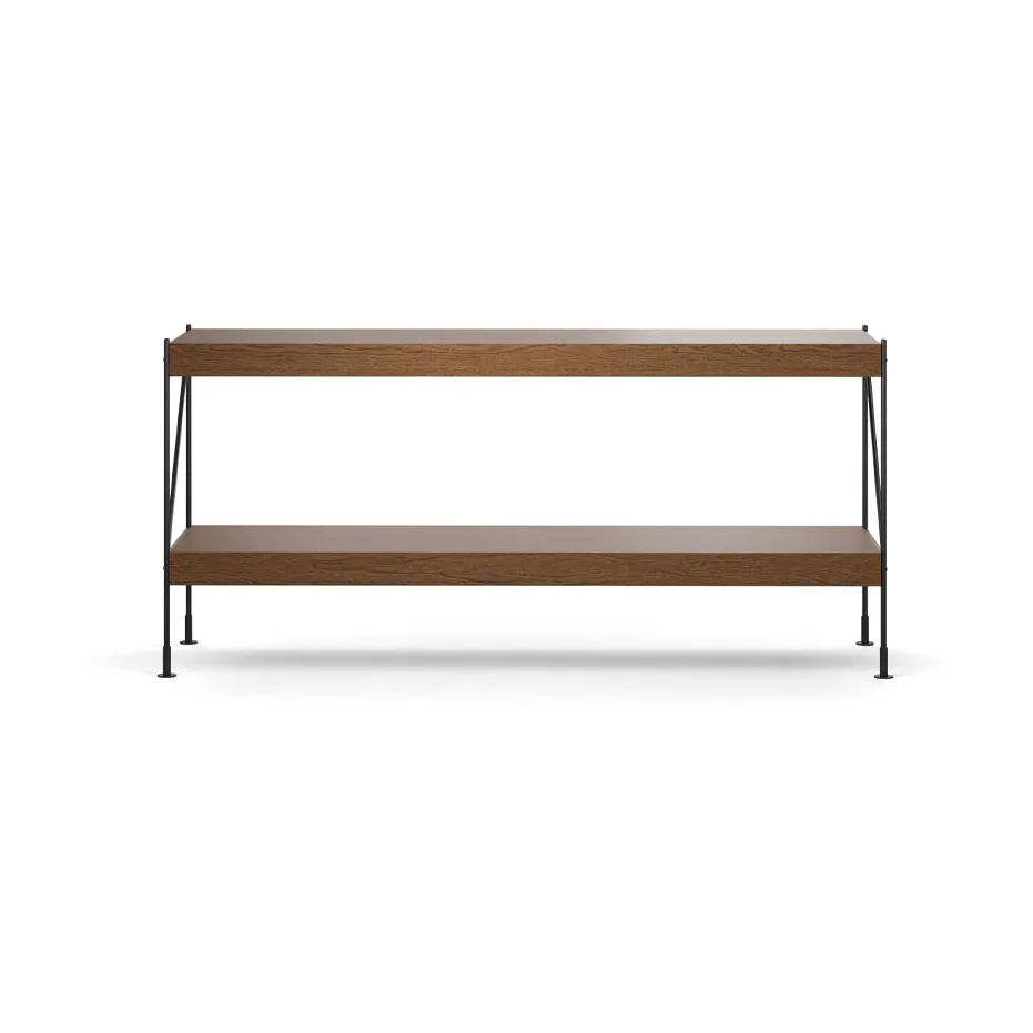 Zet system regałów, oak dark stained, 1x2, black steel base Audo Copenhagen