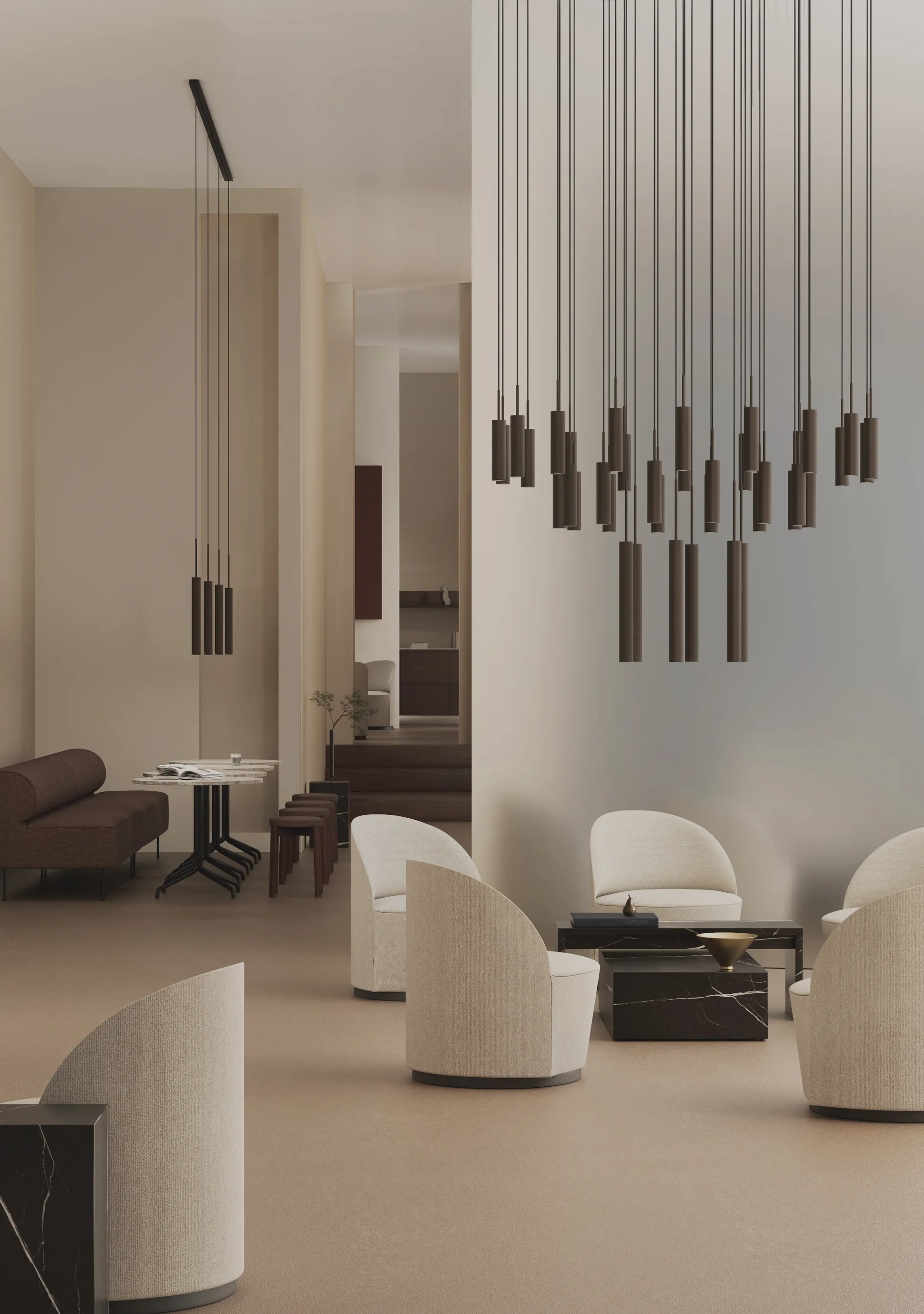 Żyrandol Tubulaire 38, Anodized bronzed Audo Copenhagen