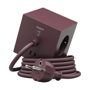 Listwa zasilająca AVOLT x Bauhaus-Archiv Square 2 z gniazdami USB-C - Mulberry Red - Avolt