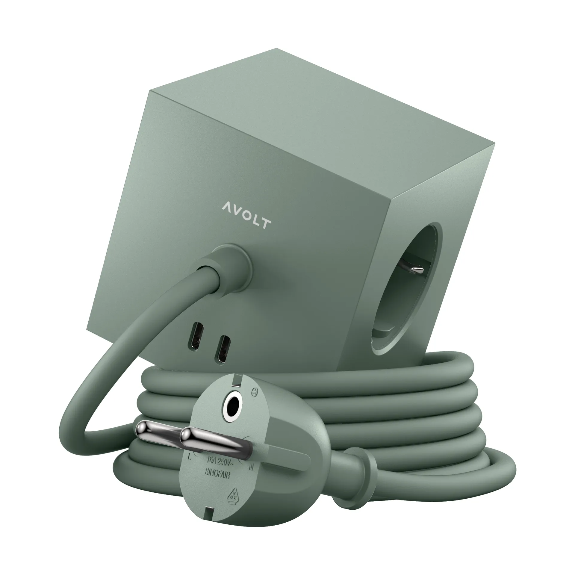 Przedłużacz USB-C Square 1 30W 1,8 m, Oak green Avolt