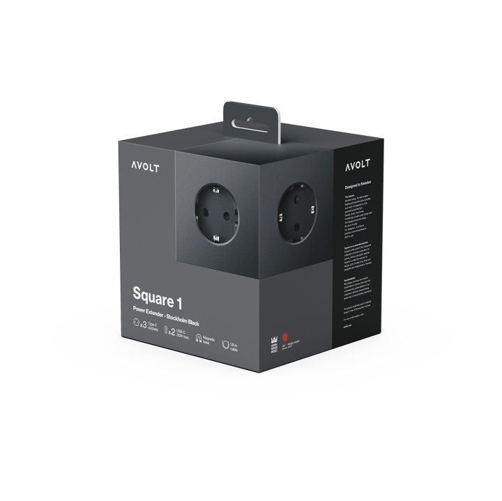 Przedłużacz USB-C Square 1 30W 3 m, Stockholm Black Avolt