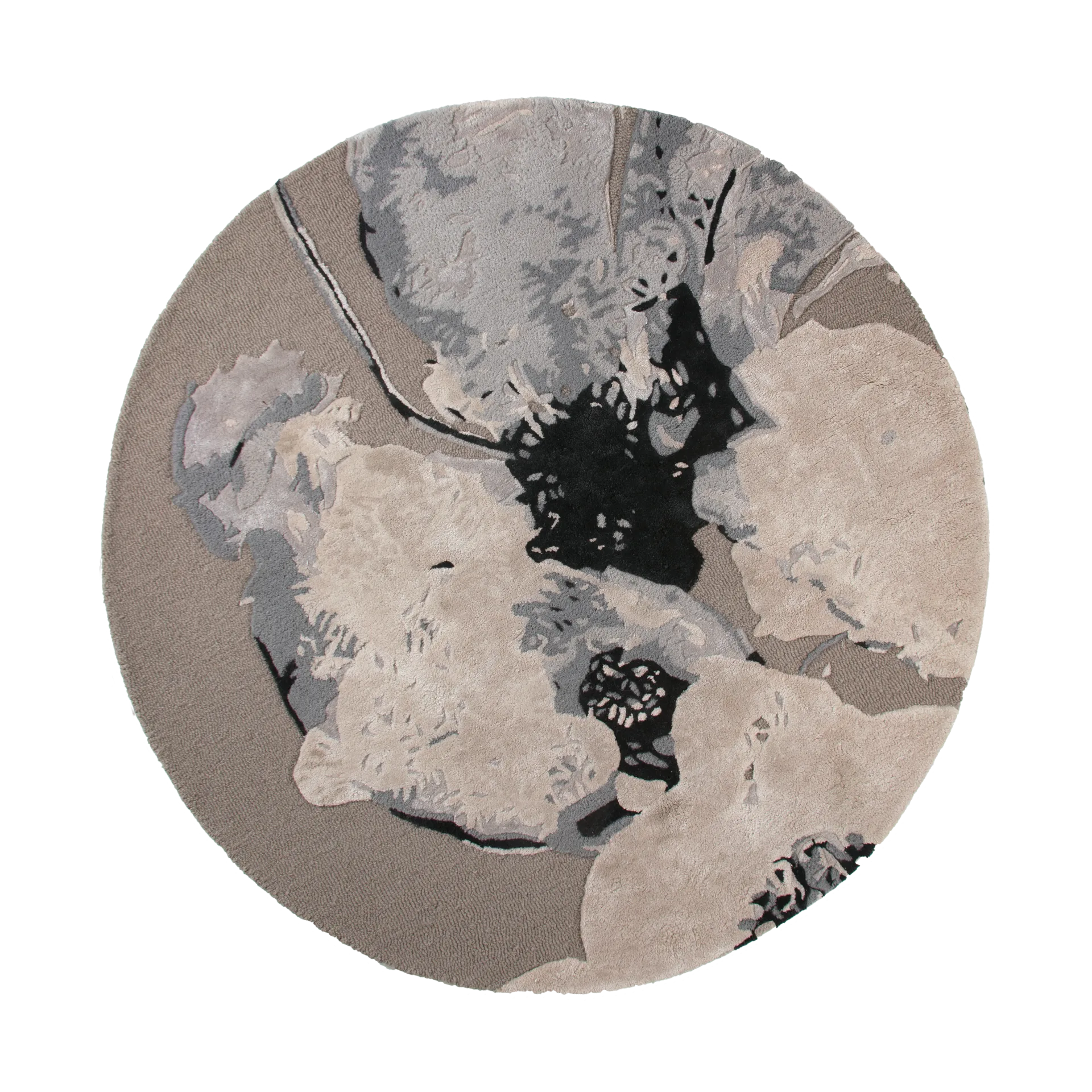 Dywan Floreo Ø130 cm, Szaro-biały AYTM