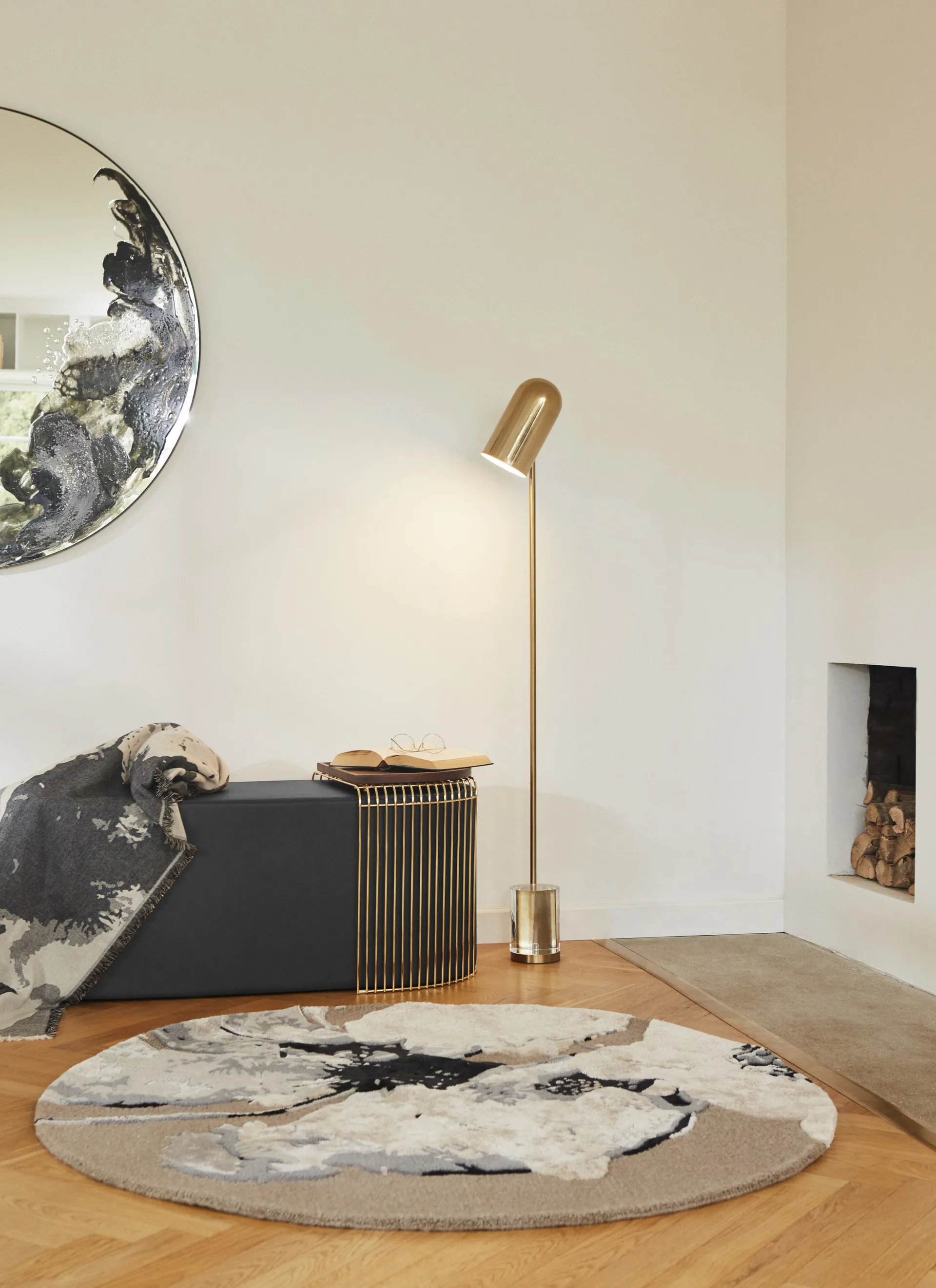 Dywan Floreo Ø200 cm, Biało-szary AYTM