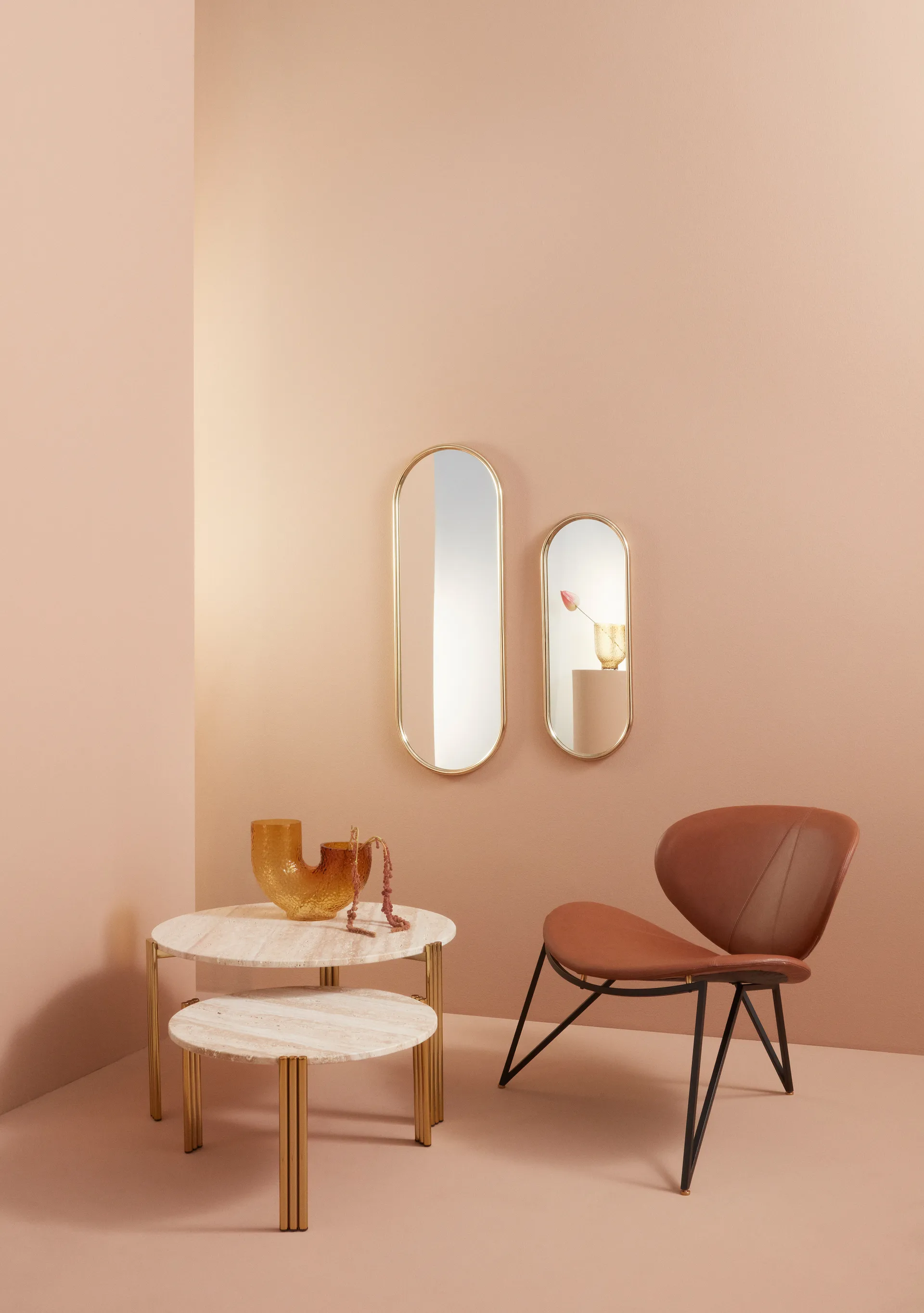 Krzesło wypoczynkowe Semper, Black-cognac AYTM