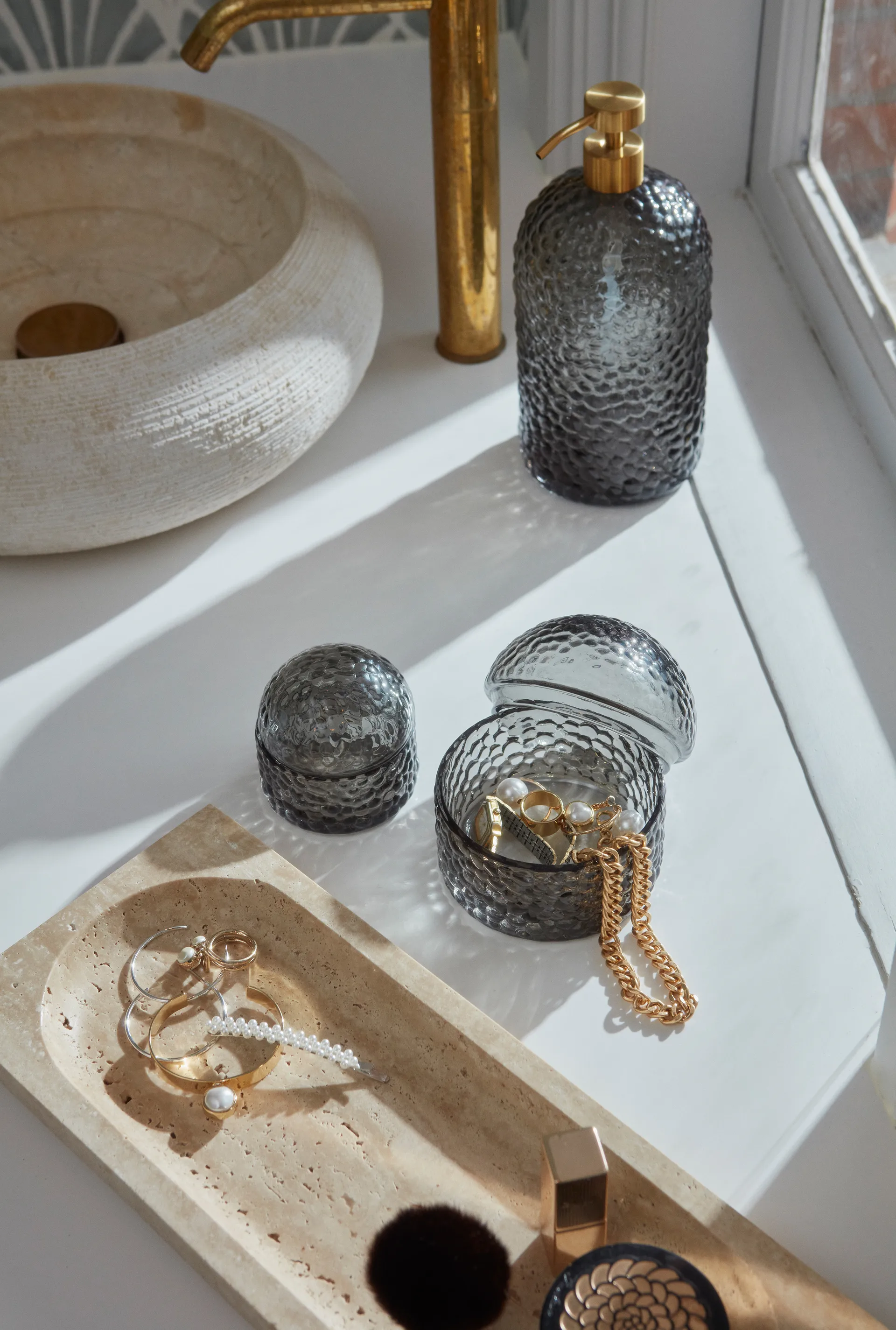 Talerz Regina z trawertynu, 16x40 cm AYTM