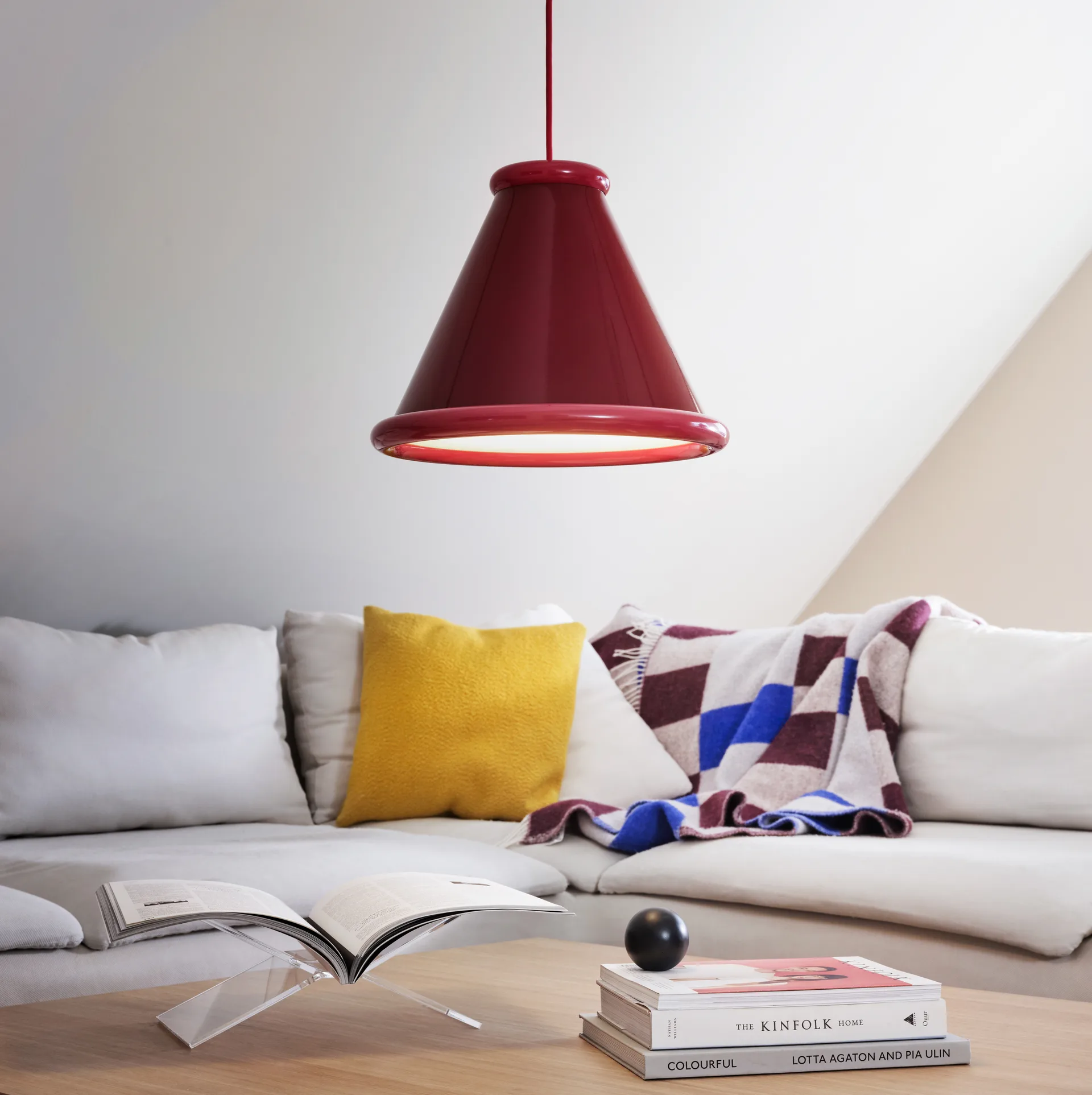 Belle lampa wisząca Ø36 cm, Bordowy-red violet Belid