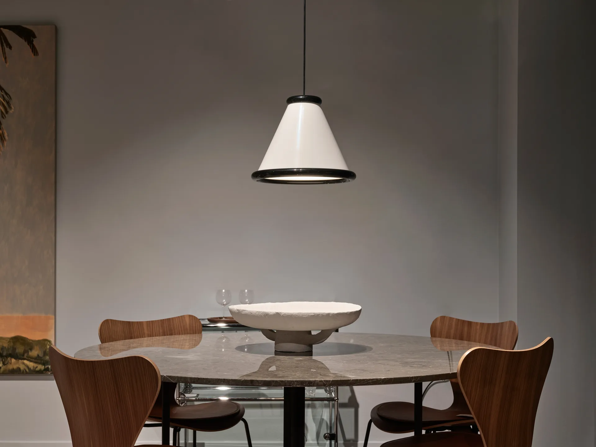 Belle lampa wisząca Ø36 cm, Błyszcząca biała-błyszcząca czarna Belid