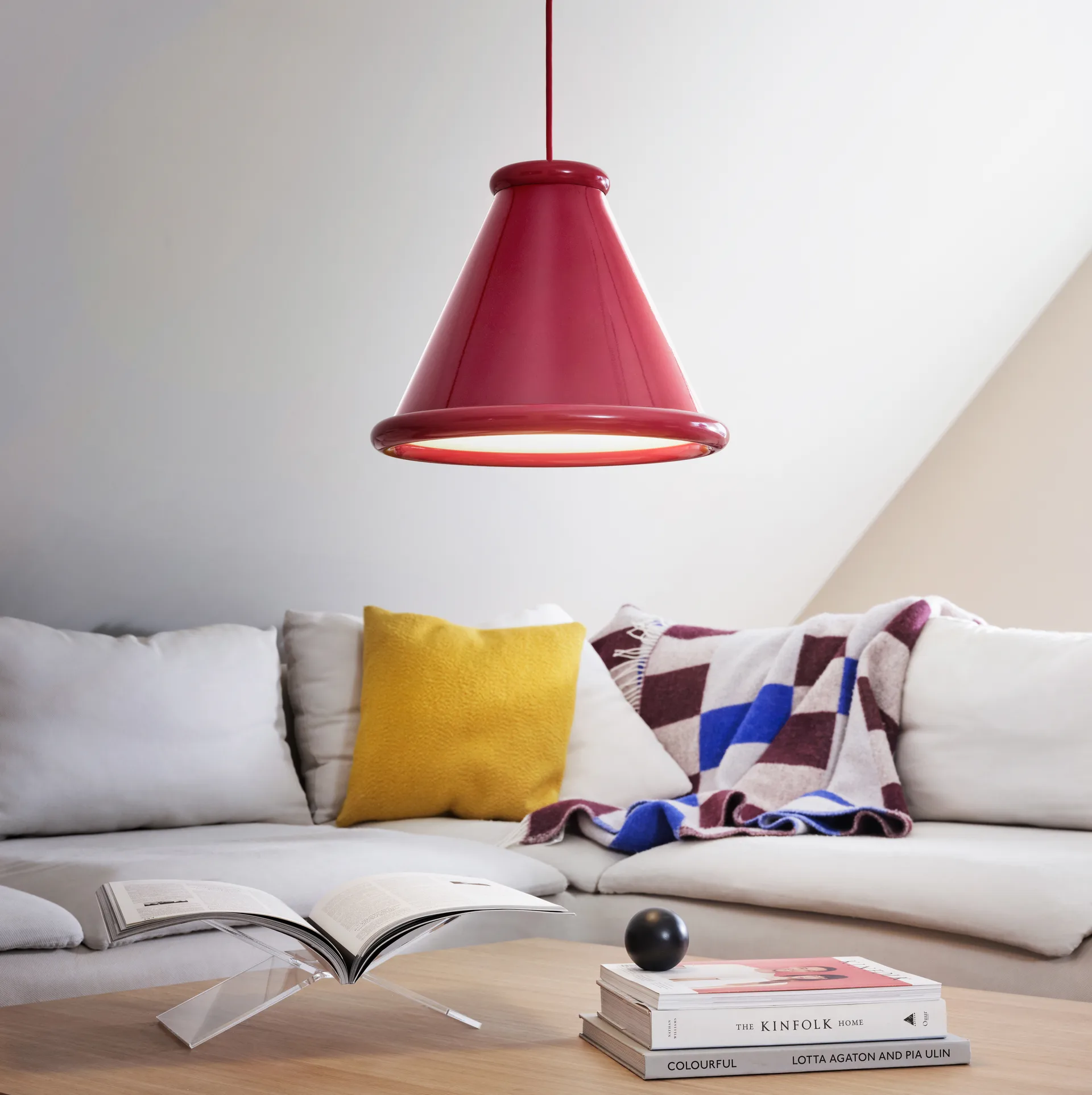 Belle lampa wisząca Ø36 cm, Czerwony fioletowy Belid