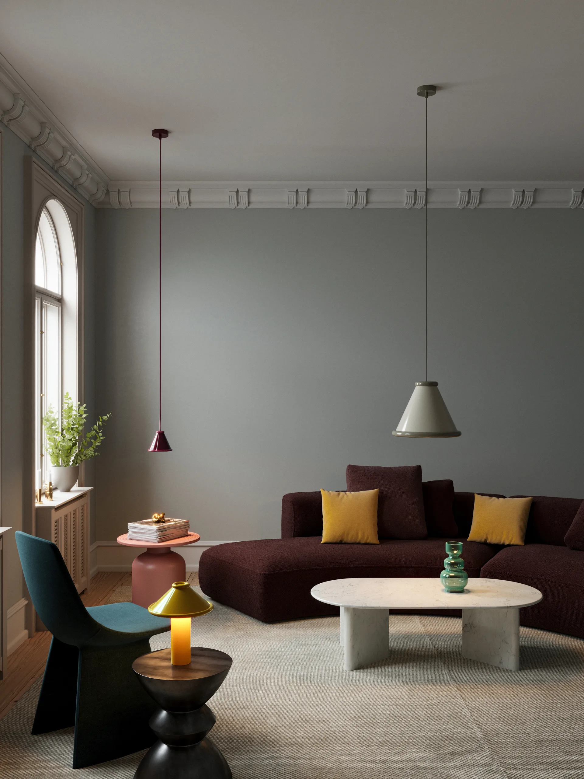 Belle lampa wisząca Ø36 cm, Pebble grey-moss grey Belid