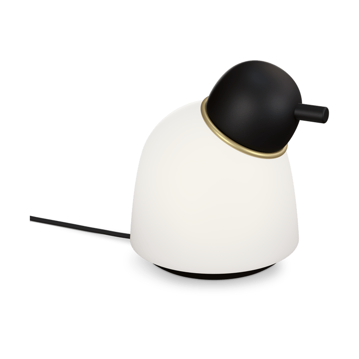 Bird lampa stołowa 21,5 cm - Czarny-mosiądz-szkło opalowe - Belid