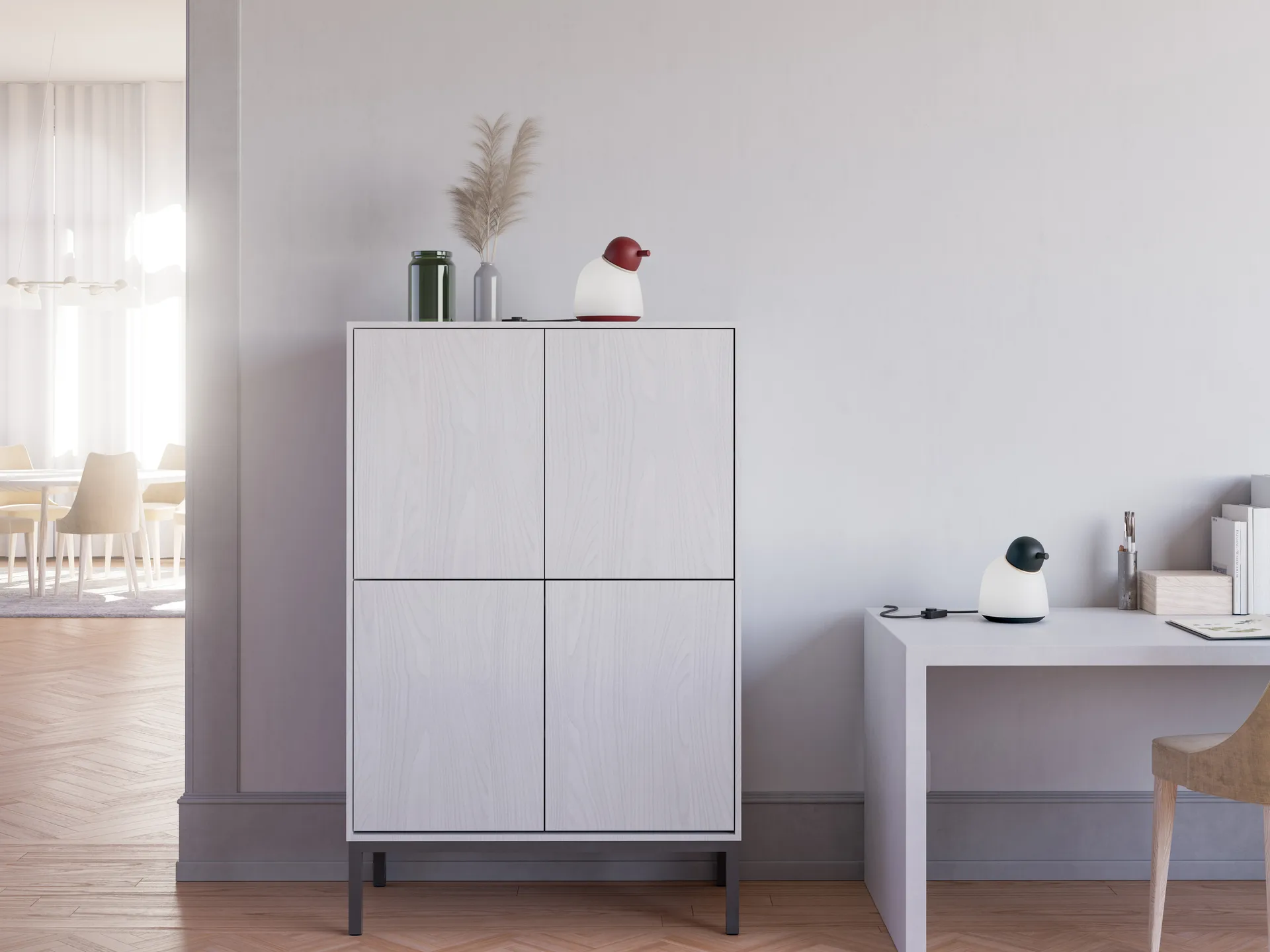 Bird lampa stołowa 21,5 cm, Czarny-mosiądz-szkło opalowe Belid