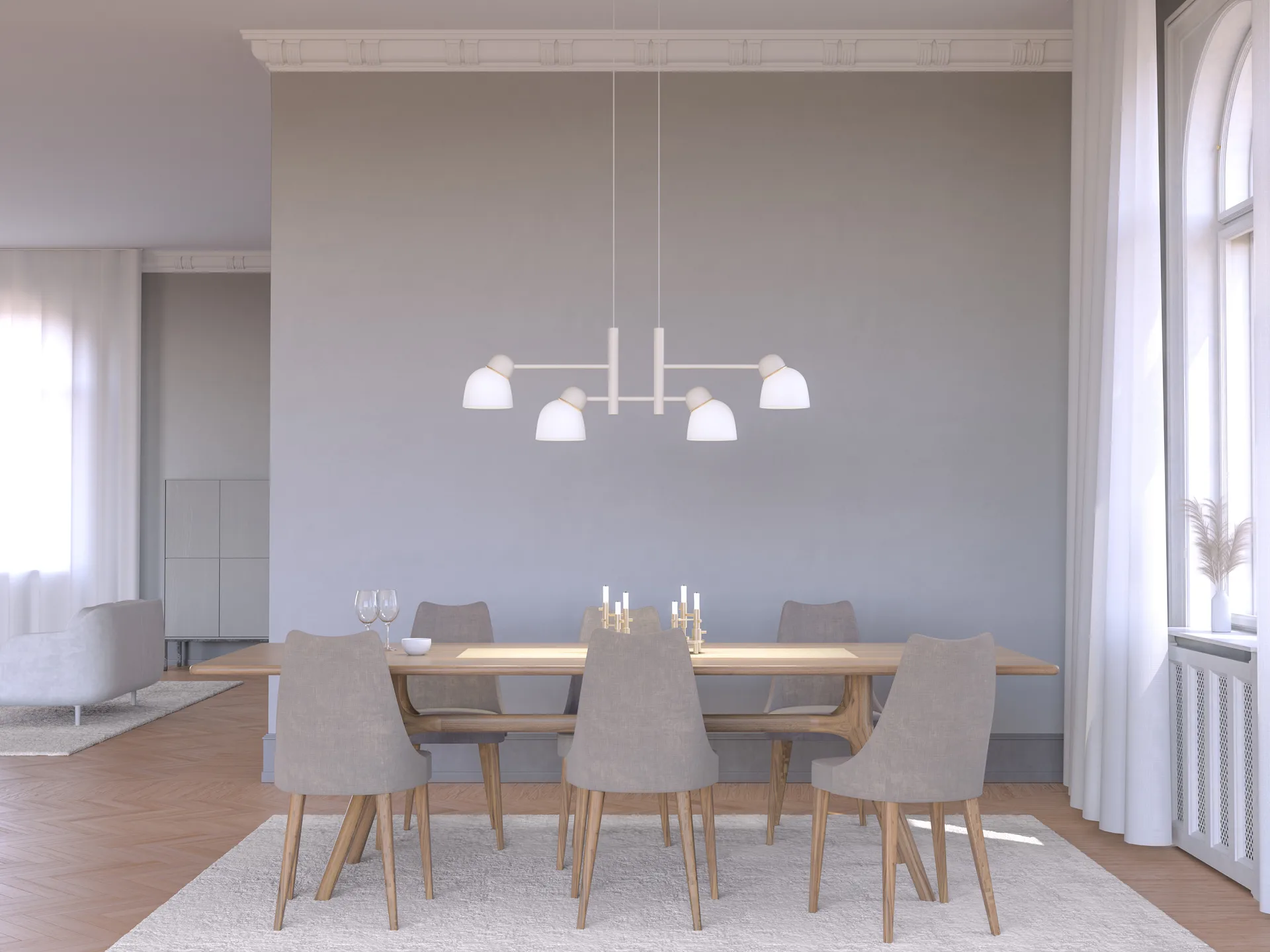 Bird wisząca lampa 119,3 cm, Piasek-mosiądz-szkło opalowe Belid