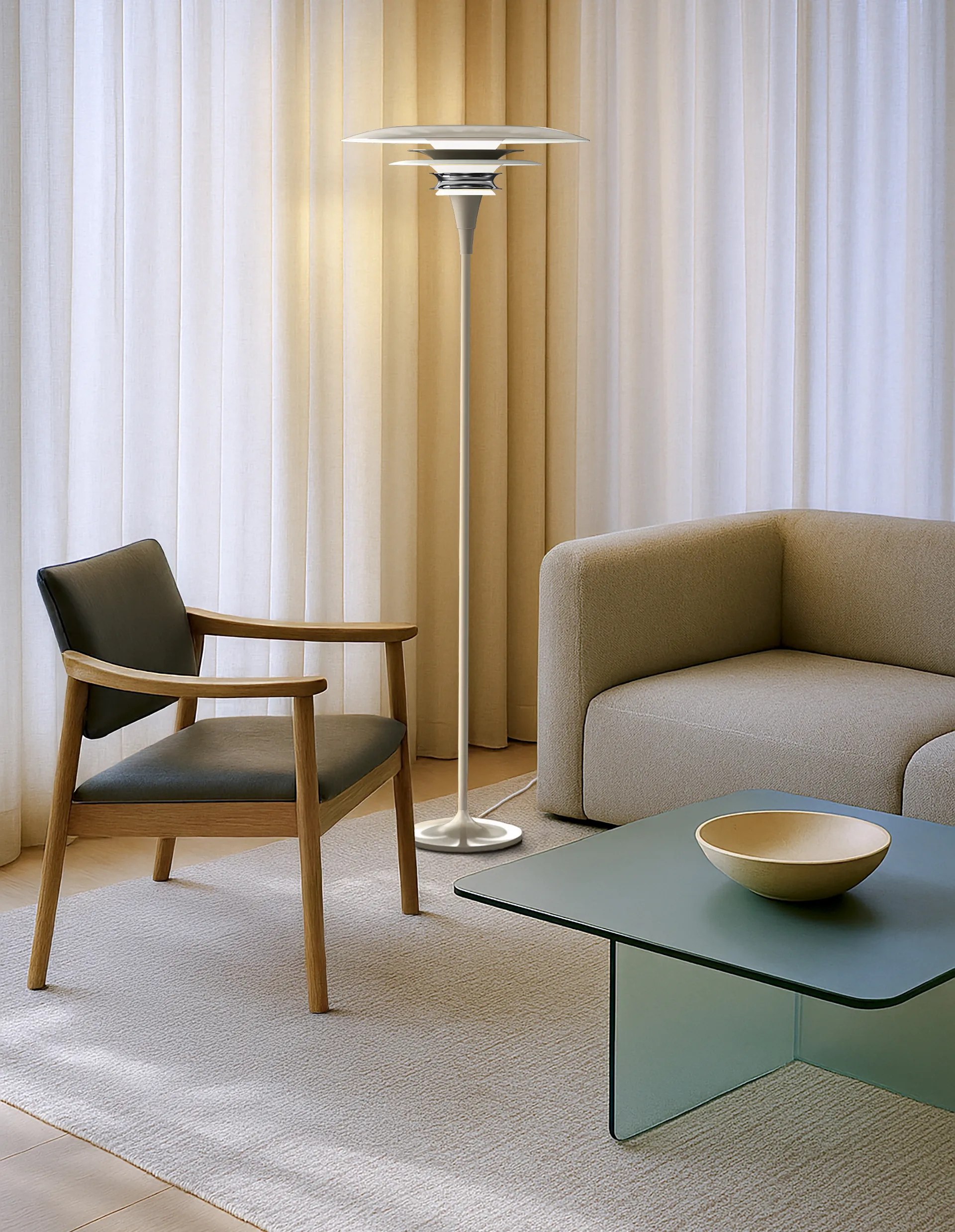 Diablo lampa podłogowa Ø50 cm, Soft greige Belid