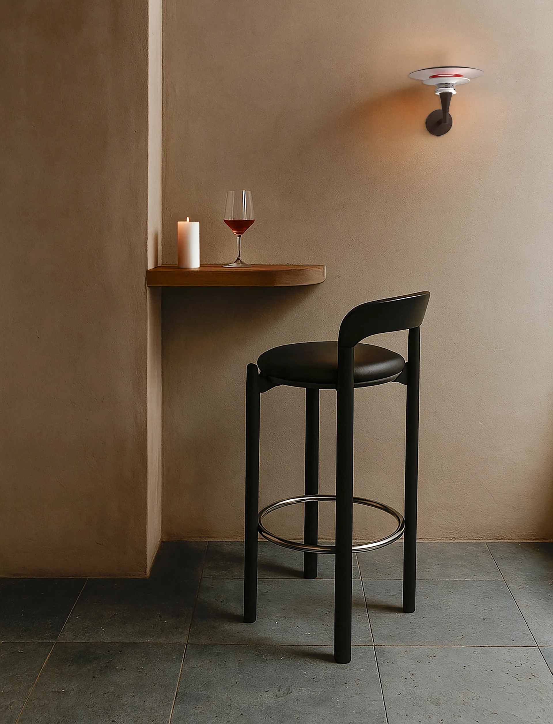 Kinkiet Diablo Ø20 cm, Matowa czerń–błyszcząca czerwień Belid