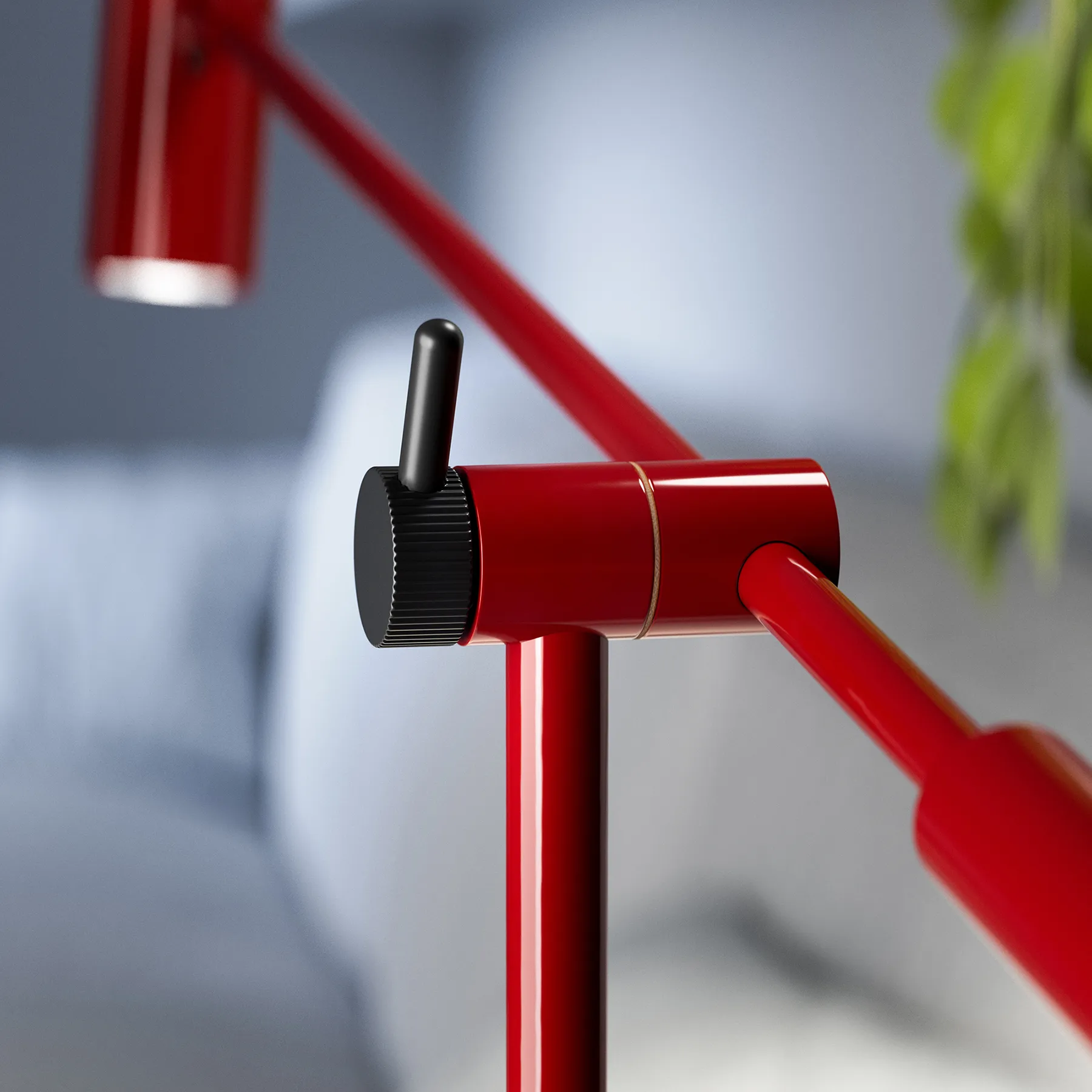 Lampa podłogowa Cato 134 cm, Błyszcząca rubinowa czerwień-matowa czerń Belid