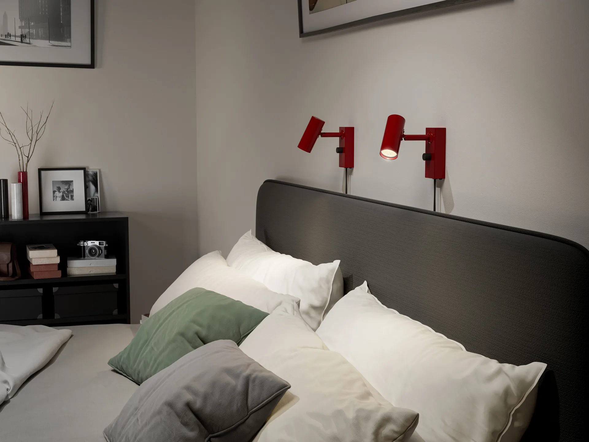 Lampa ścienna Cato, Błyszcząca rubinowa czerwień-matowa czerń Belid