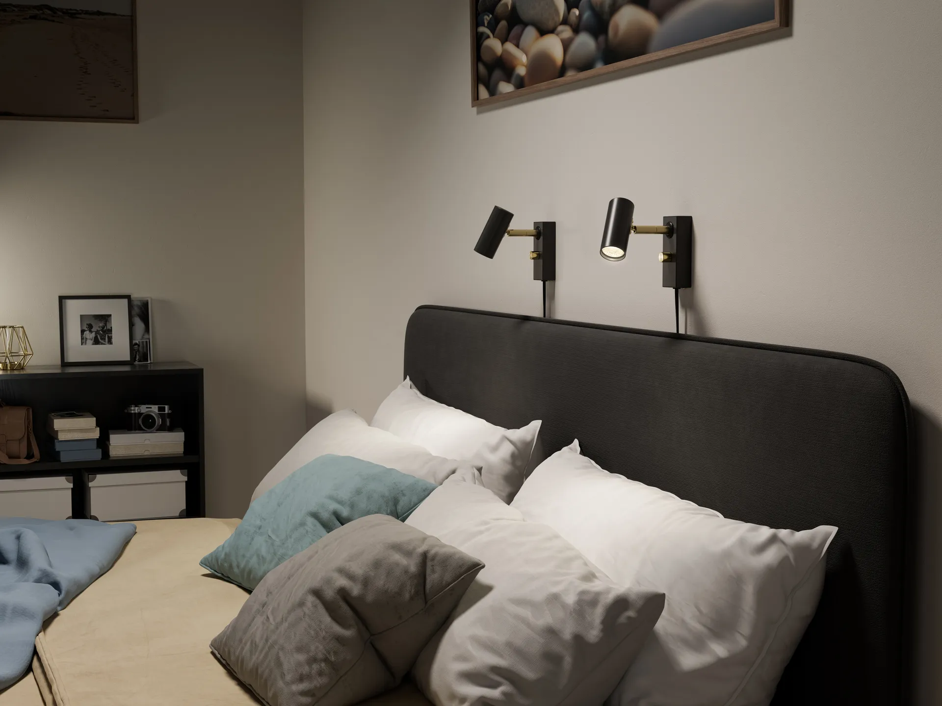 Lampa ścienna Cato, Matowa czerń-mosiądz Belid