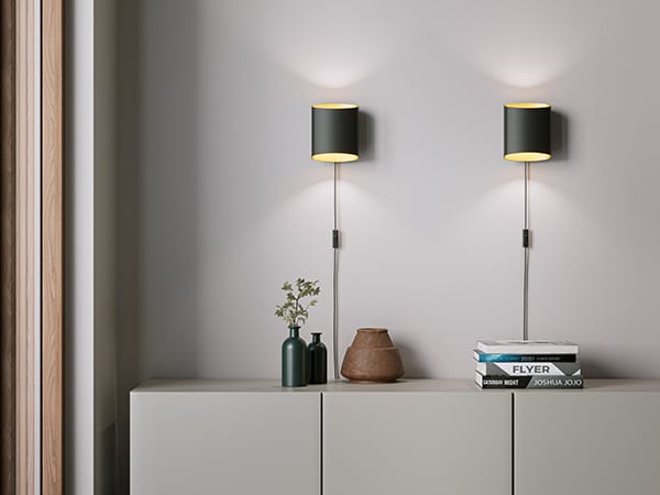 Lampa ścienna Sinne, Czarna tekstura-mosiądz Belid