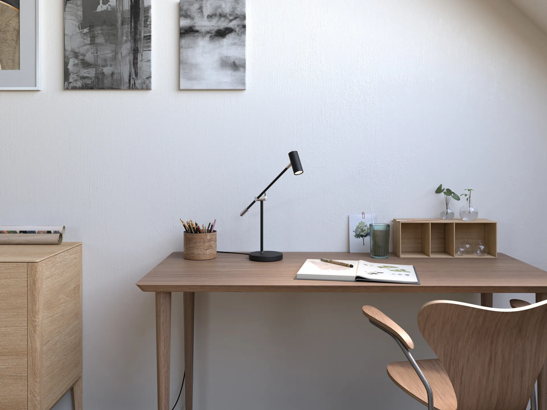 Lampa stołowa Cato 48,5 cm, Matowa czerń-srebro Belid