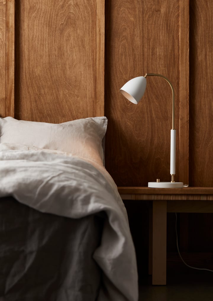 Lampa stołowa Deluxe, biały, mosiądz Belid