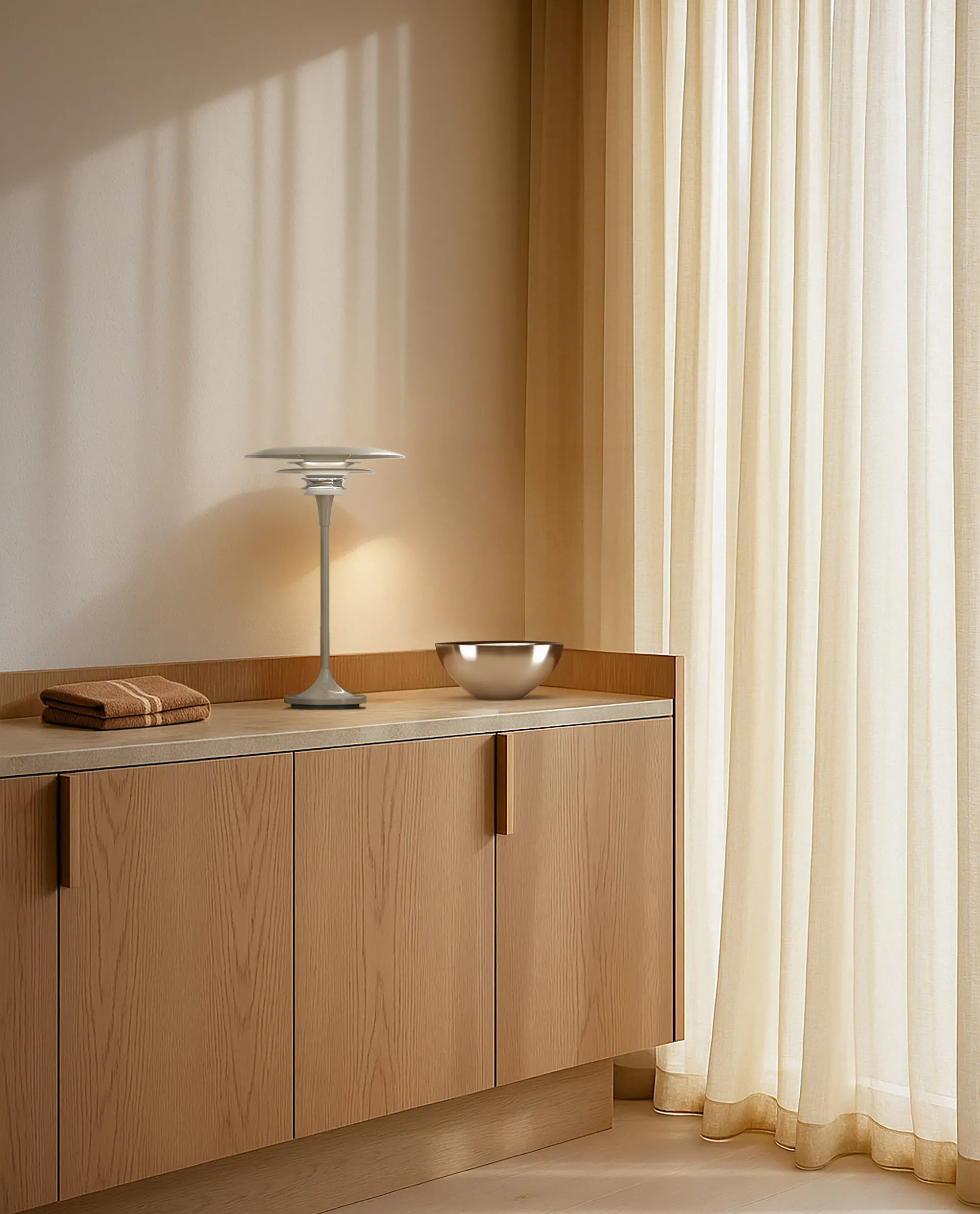 Lampa stołowa Diablo Ø30 cm, Soft greige Belid