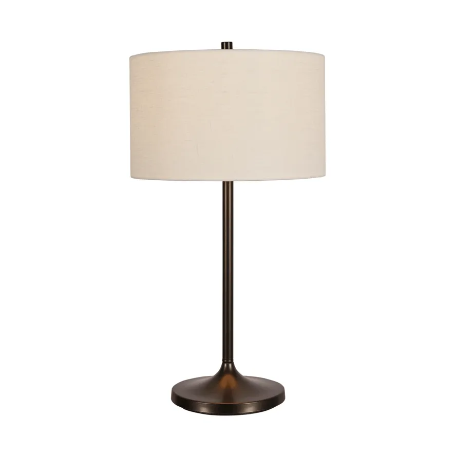 Lampa stołowa Soft, Lniany biały-metaliczny brąz, Ø34x64 cm Belid