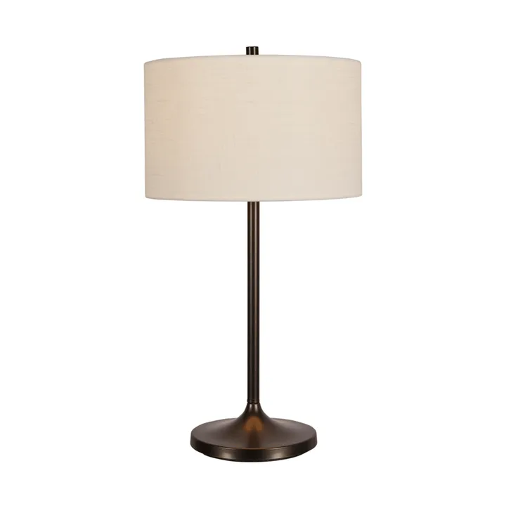 Lampa stołowa Soft - Lniany biały-metaliczny brąz, Ø34x64 cm - Belid