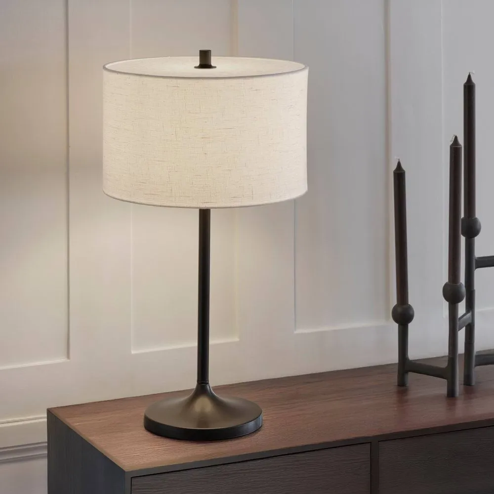Lampa stołowa Soft, Lniany biały-metaliczny brąz, Ø34x64 cm Belid