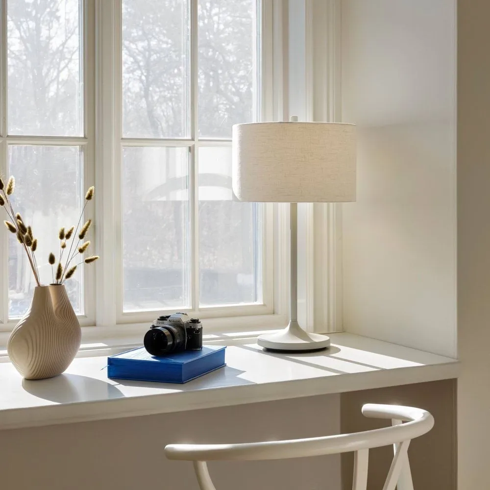 Lampa stołowa Soft, Lniany biały-sand, Ø34x64 cm Belid