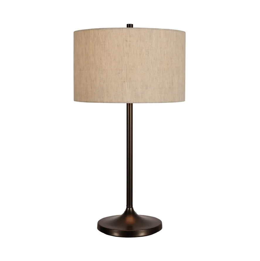 Lampa stołowa Soft, Lniany naturalny-metaliczny brąz, Ø34x64 cm Belid