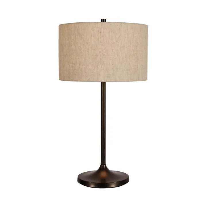 Lampa stołowa Soft - Lniany naturalny-metaliczny brąz, Ø34x64 cm - Belid