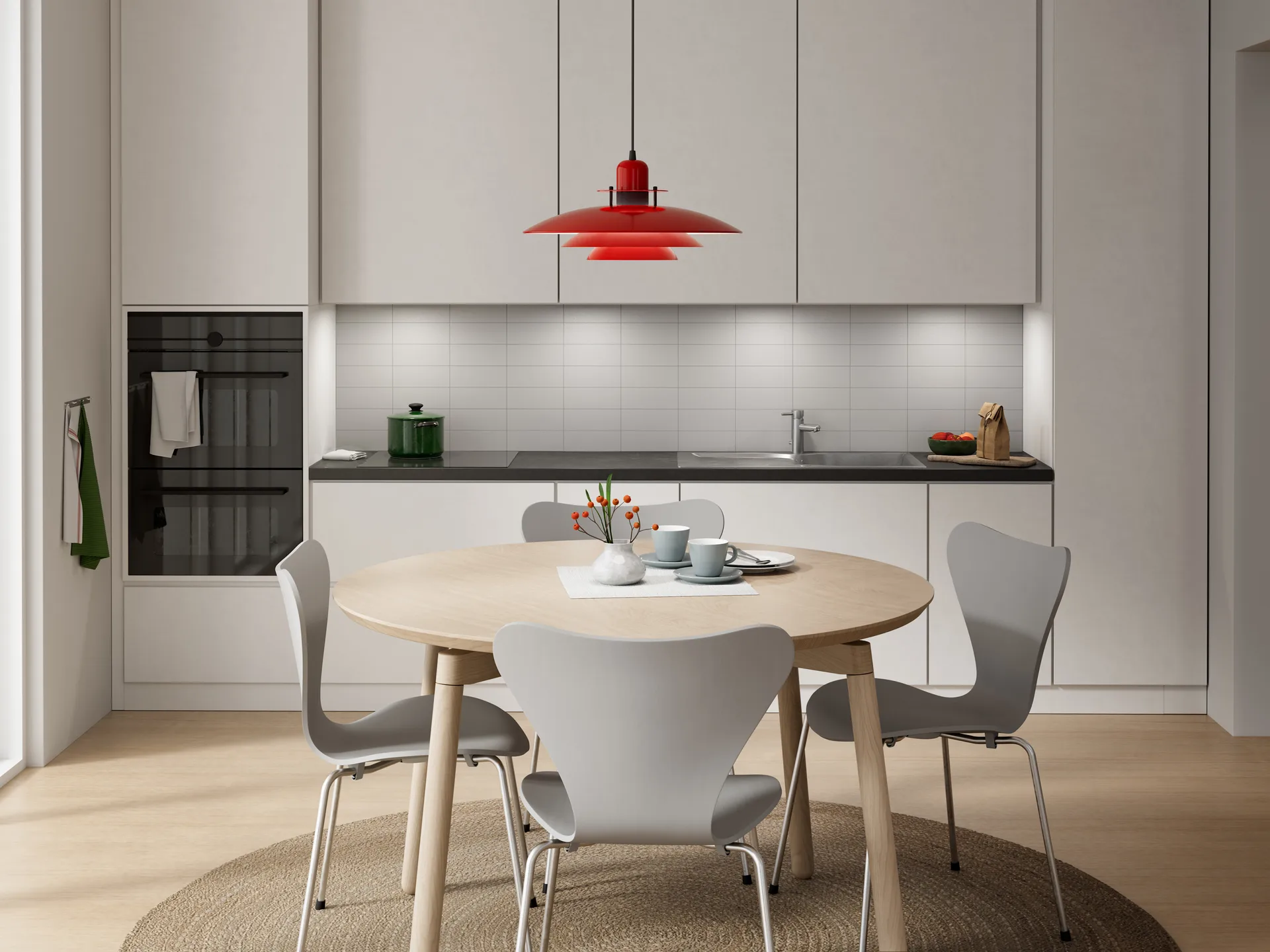 Lampa wisząca Primus Ø43 cm, Lśniąca czerwień-Matowa czerń Belid