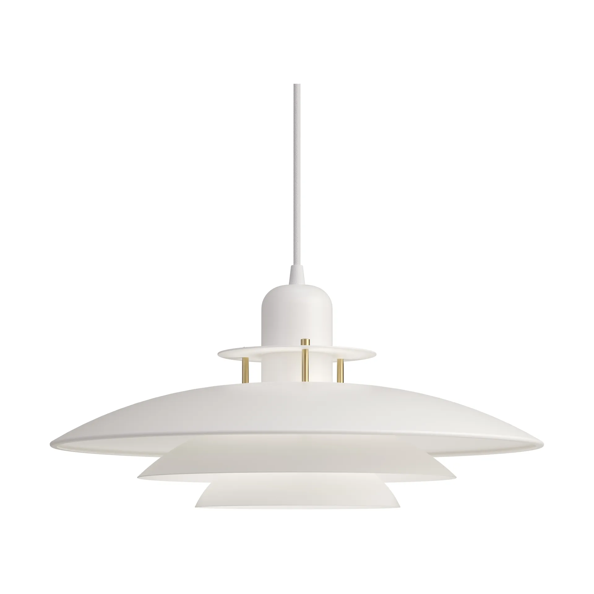 Lampa wisząca Primus Ø43 cm, Matowa biel-mosiądz Belid