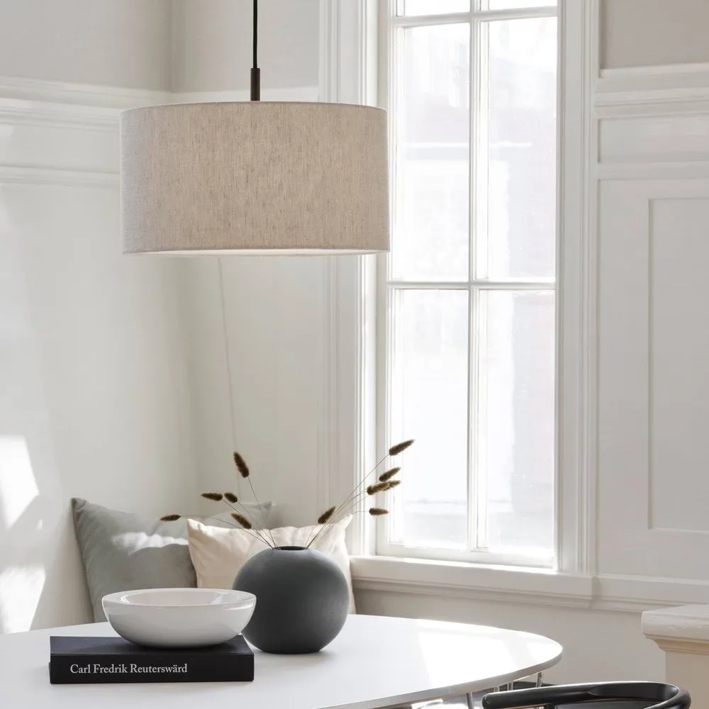 Lampa wisząca Soft Ø40 cm, Lniany naturalny-metaliczny brąz, Ø44 cm Belid