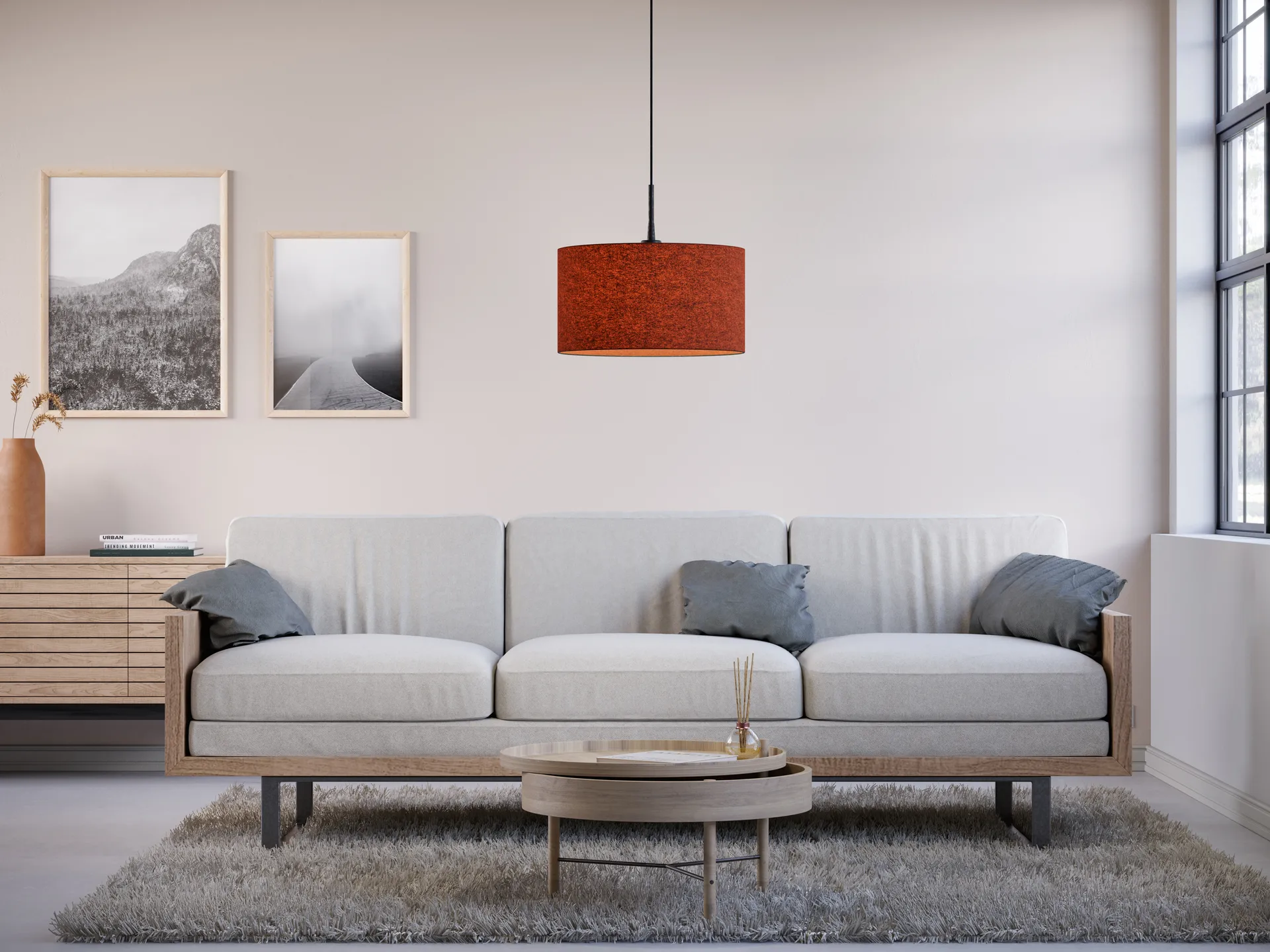 Lampa wisząca Soft Ø40 cm, Rdzawoczerwona wełna Belid