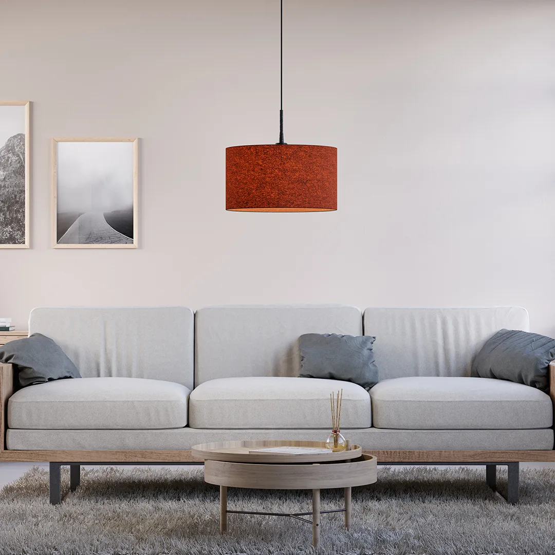 Lampa wisząca Soft Ø40 cm, Rdzawoczerwona wełna Belid